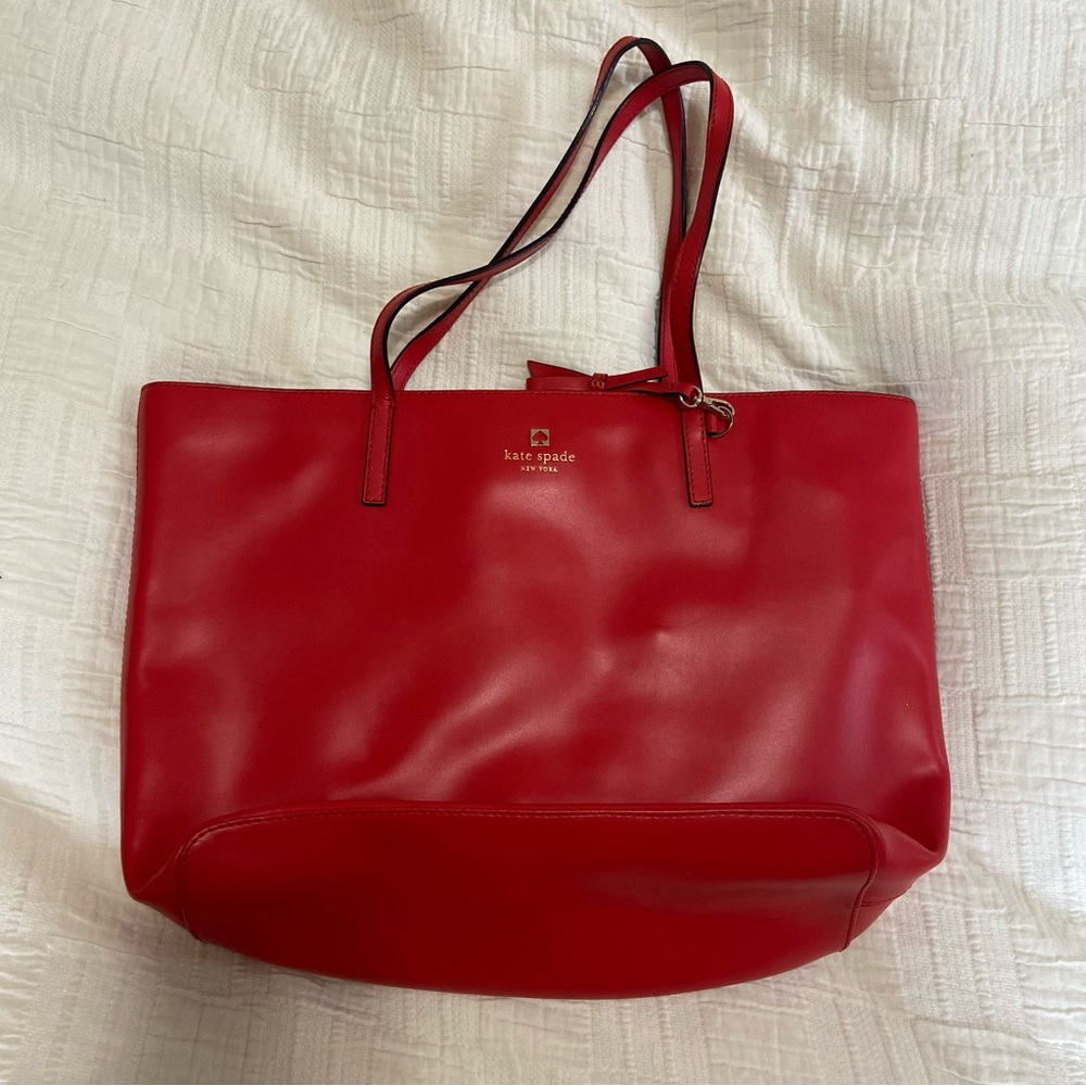 Kate Spade Cherry Red Leather Tote Bag